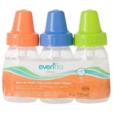 Evenflo Classic Micro Air Vents Baby Bottles Set 4 oz 1217311 $11.99