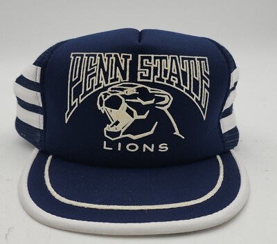 #ad VTG Penn State Nittany Lions Universal Cap 3 Stripe Trucker Snapback Cap Hat $19.99