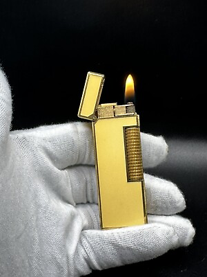 #ad Dunhill Rollagas Lighter Gold Plated With Yellow Lacquer $180.00