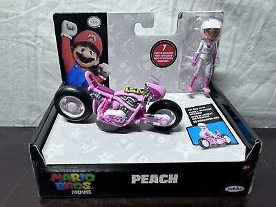 #ad NEW Super Mario Bros Movie PRINCESS PEACH Figure amp; Pull Back Racer Kart Toy Set $16.99