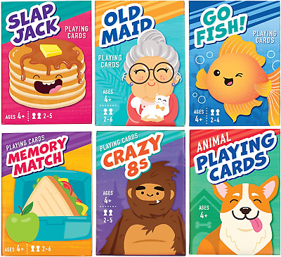 #ad Lotfancy Card Games for Kids 6 Decks Include Go Fish Old Maid Crazy Eights $25.96