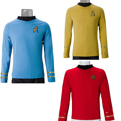 #ad TOS Costume Cosplay Captain Kirk Yellow Shirt Spock Blue Red Uniforms $35.00