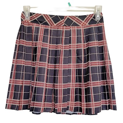 #ad Romwe Skirt Plaid Pleated School Mini High Waist Preppy Dark Academia Sz Medium $29.74