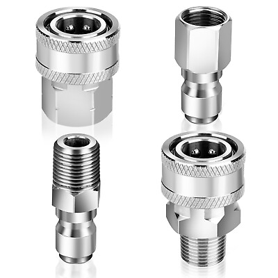 #ad 5000PSI Pressure Washer Quick Connect Fitting Stainless Steel 3 8quot; Hose Adapter $14.98