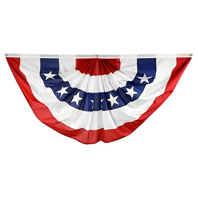 #ad US Stars amp; Stripes 3ft x 6ft Printed Poly Cotton Pleated Fan $17.99