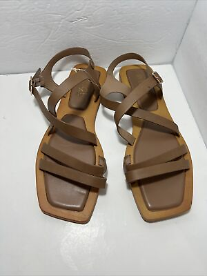 #ad women Strappy sandal Brown Faux Leather size 10 Rouge $13.41