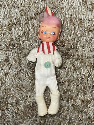 #ad Vintage PJ Pixie Kid Christmas Ornament Pink Hair Japan Felt Stripe Nightcap $29.95