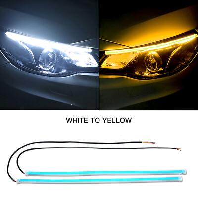 #ad 2 LED Daytime Running Light Sequential DRL Turn Signal Headlight Strip Lamp 60CM $11.35
