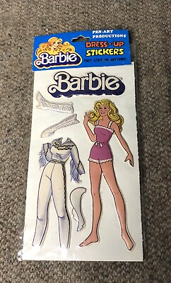 #ad Vintage 1981 Sealed Barbie DRESS UP Puffy STICKERS Doll amp; Western Fashion $12.55