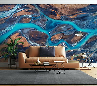 #ad 3D Stone Blue River G6056 Wallpaper Wall Murals Removable Self adhesive Honey AU $17.99