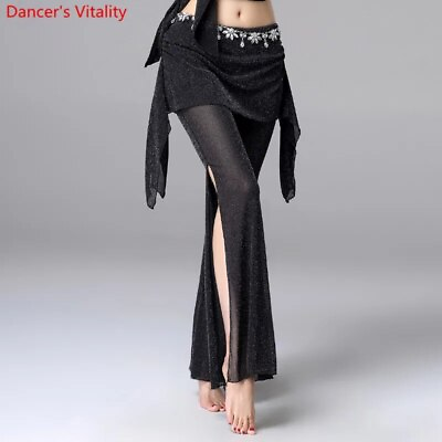 #ad Performance Belly Dance Costume Mesh Pants sides Slits Sexy Pants Dance $47.67