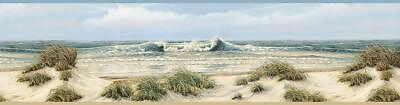 #ad Wallpaper Border Falmouth Beige Sand Dunes Beach Coast Shore Waves Seagulls $19.99