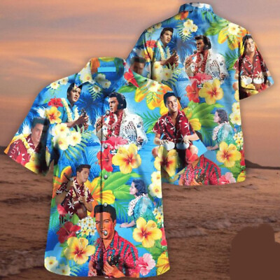 #ad Elvis Presley Hawaiian Shirt Hawaiian Shirts For Men Women Button Down Short S $35.99