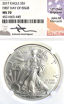 #ad NGC MS 70 2017 FIRST DAY MERCANTI SIGNATURE SILVER EAGLE $175.00