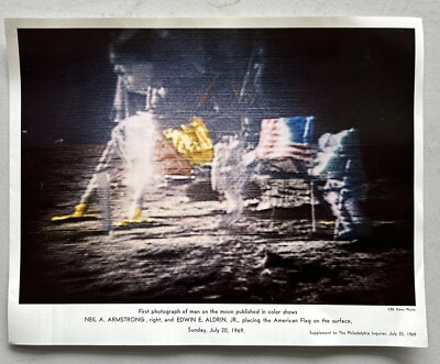 #ad Philadelphia Inquirer July 23 1969 Man on The Moon Photo Rare Vintage Newspaper $15.00