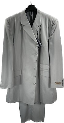 #ad Paitano Men#x27;s Gray Suit Single Breasted Pleated Front Pants Sizes 56L 70L $200.00