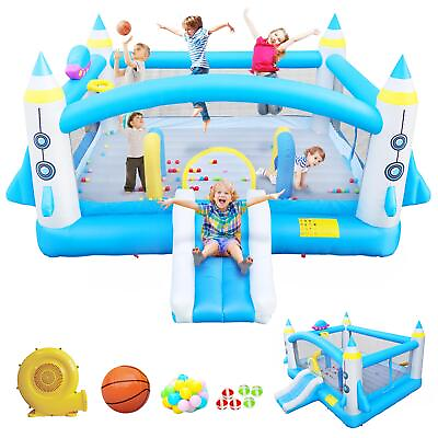 #ad Multifunctional Jump#x27;n Slide Inflatable Bouncer for Kids Complete Setup w Blower $288.39