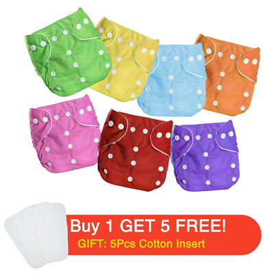 #ad Baby Cloth Diaper Reusable Washable Adjustable Pocket Waterproof Nappy Suit 6PCS $7.99