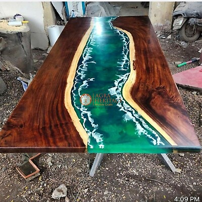 #ad Epoxy Green Resin Table Acacia Resin River Dining Table Epoxy Resin river table $1728.00