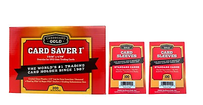 #ad #ad 1 Box of 200 Card Saver 1 Semi Rigid Card Holders plus 2 Packs of Soft Sleeves $18.98