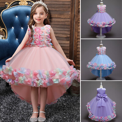#ad Kids Flower Girls Princess Tulle Dress Pageant Birthday Bridesmaid Party Dresses $31.82