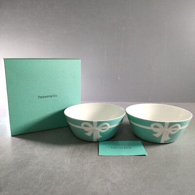 #ad Tiffany amp; Co. Blue Box Bowl Tableware Ribbon Bone China 2pcs Set Gift Japan $98.00