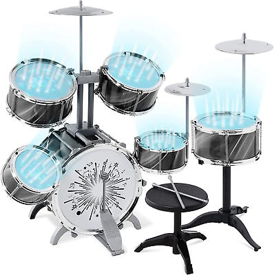 #ad Beginner Drum Kit Musical Instrument Toy Drum Set for Music Practice $42.99