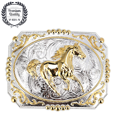 #ad Metal Zinc Alloy Belt Buckle Western Cowboy Golden Horse Casual Fashion Style AU $31.30