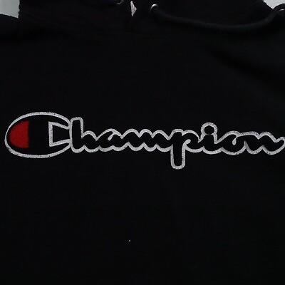 #ad Embroidered Logo Champion Men Hoodie Black L Pullover Long Sleeve Classic $14.86