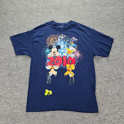 #ad Disney Mickey Mouse Mens Tshirt 2010 Magic Kingdom Blue Sz Large $12.99