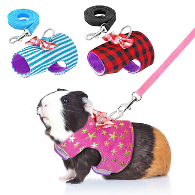 #ad Pet Ferret Harness with Leash Guinea Pig Hamster Squirrel Rat Clothes Lead Rope AU $4.99
