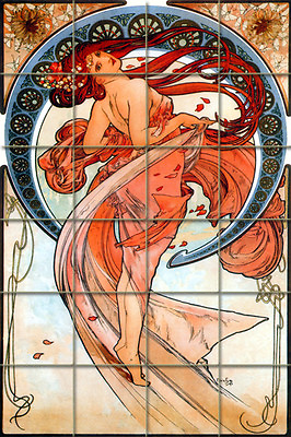 #ad Art Nouveau Alphonse Mucha Ceramic Mural Backsplash Bath Tile #1201 $218.37