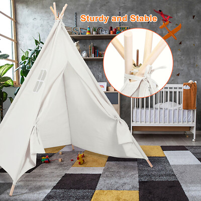 #ad Indian Canvas Teepee Kids Playhouse Children Play Tent for Indoor or Outdoor $38.54