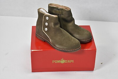 #ad Pom D#x27;Api Girls UK Size 27 US 10 Toddler City Guetre Velours Olive Boots $28.99