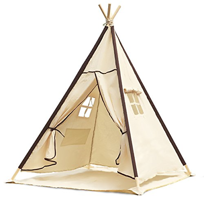 #ad Lavievert Indian Canvas Teepee Children Playhouse Kids Play Tent for Indoor or – $69.99
