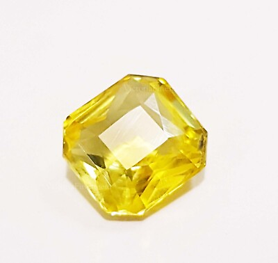 #ad 6.85 Ct Yellow Sapphire Gemstone Square Shape Ring Size Stone For Make Ringamp;Gift $15.76