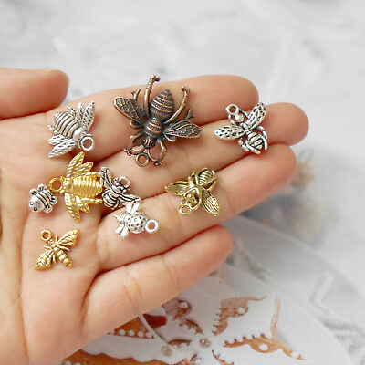 #ad Lot of 18 Mix Alloy Bee Charm Honeybee Pendant Bracelet Dangle Jewelry DIY8 27MM $4.46