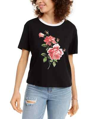#ad Rebellious One Juniors#x27; Cotton Rose Graphic T Shirt Size: L po $20.00