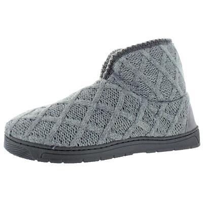#ad Muk Luks Mens Mark Gray Knit Bootie Slippers Shoes S 8 9 D M US BHFO 8052 $11.99