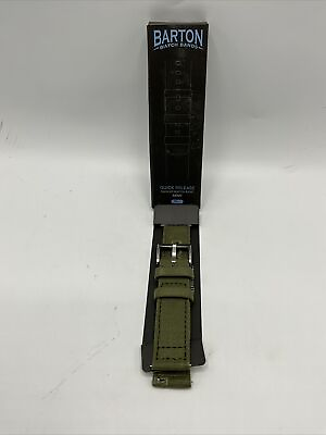 #ad Barton Quick Release Top Grain Leather Watch Band Strap 20mm Army Green New $17.95