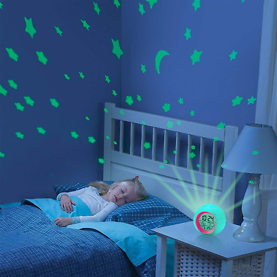 #ad Kids Moon Stars Projector Alarm ClockDigital Alarm Clock 7 Color Changing Night $14.95