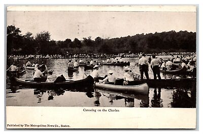 #ad PAWTUCKET Rhode Island RI Canoeing on the Charles 1905 $3.50