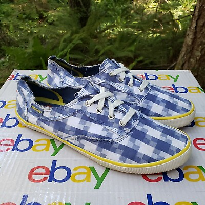 #ad Rocket Dog Women#x27;s Size 10 Blue White Checkered Canvas Sneakers Flats Shoes $19.99