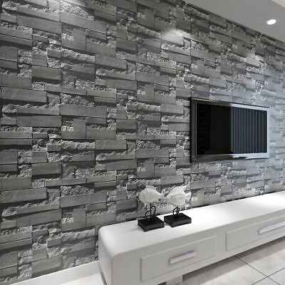 #ad 3D Brick Wall Stone Wallpaper Living Room TV Sofa Background Paper Covering $64.71