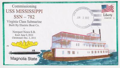 #ad Submarine USS MISSISSIPPI SSN 782 COMMISSIONING Everett Naval Cover C5686D $3.95