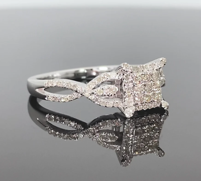 #ad 10K WHITE GOLD .50 CARAT WOMEN REAL DIAMOND ENGAGEMENT RING WEDDING RING BRIDAL $350.00