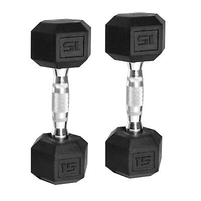 #ad #ad Barbell 15lb Coated Rubber Hex Dumbbell Pair $29.99