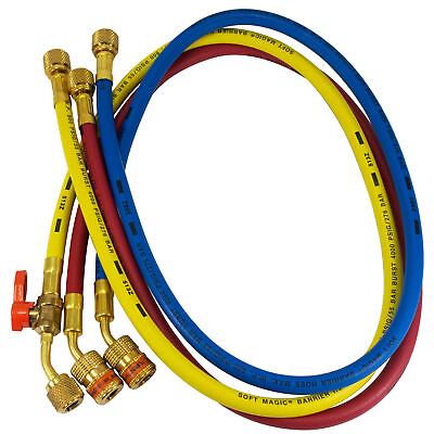 #ad Uniweld Manifold Hoses 36in Red and Blue with EZ Turn Yellow with Ball Valve CFC $72.40