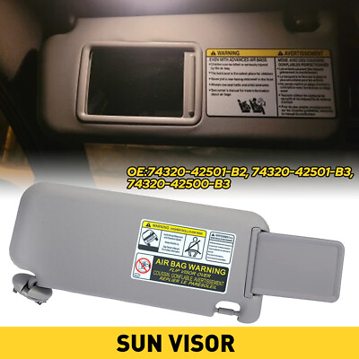 #ad For 2008 2013 Toyota Highlander Gray Left Driver Sun Side Visor w Vanity Mirror $35.99