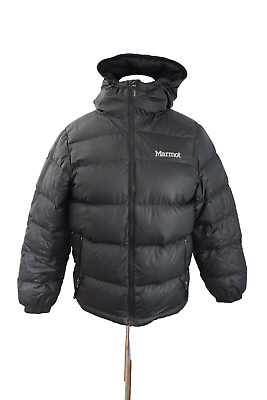 #ad Marmot Boys Kids Large Down 700 Fill Puffer Coat Hooded Black $44.95
